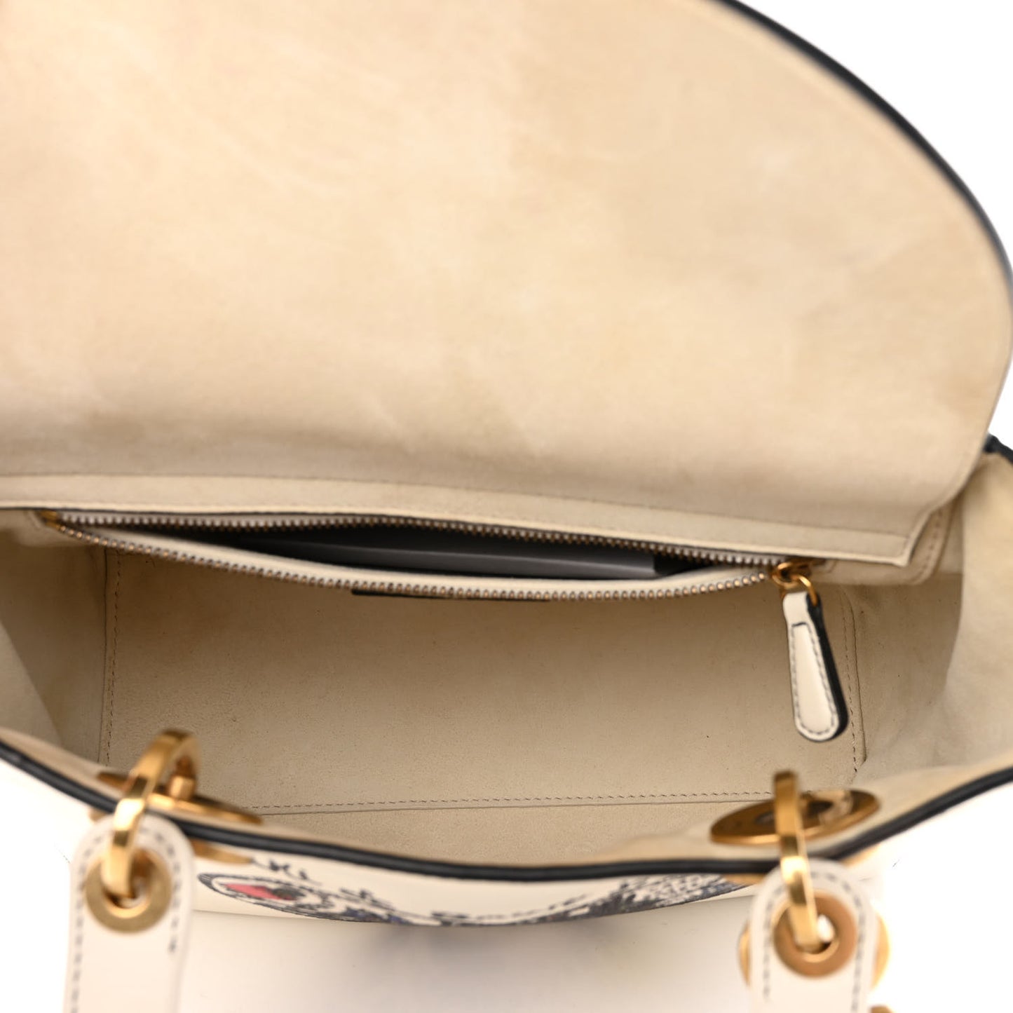 Calfskin Niki De Saint Phalle Heart Medium Supple Lady Dior Off White
