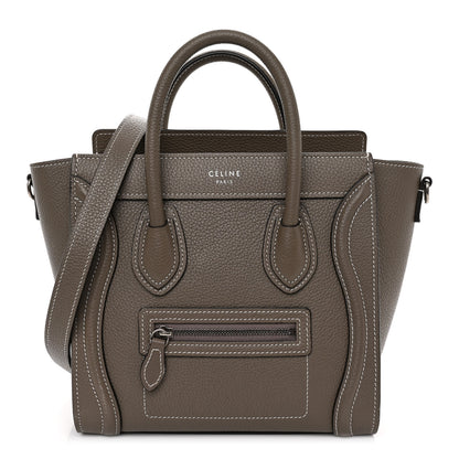 Celine Drummed Calfskin Nano Luggage Souris 1 of 10