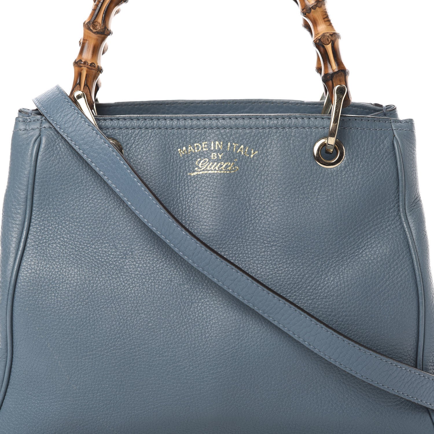 Gucci Calfskin Small Bamboo Shopper Tote Light Blue 9 of 18