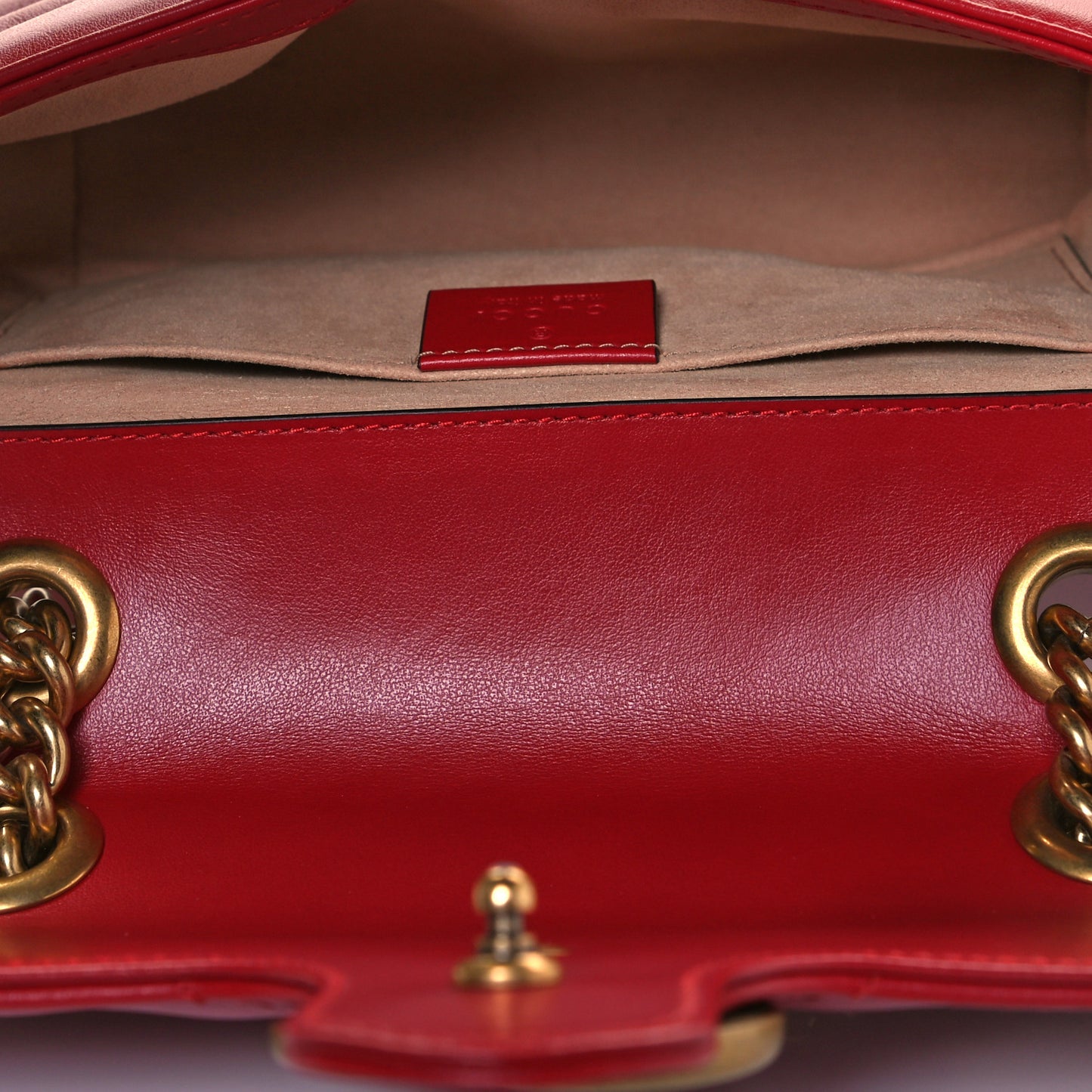 Calfskin Matelasse Mini GG Marmont Shoulder Bag Hibiscus Red
