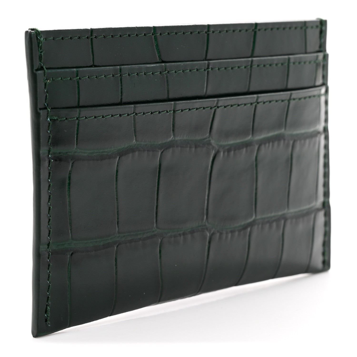 Chanel Calfskin Crocodile Embossed Crococo Card Holder Emerald 3 of 8
