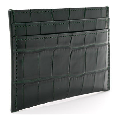 Chanel Calfskin Crocodile Embossed Crococo Card Holder Emerald 3 of 8