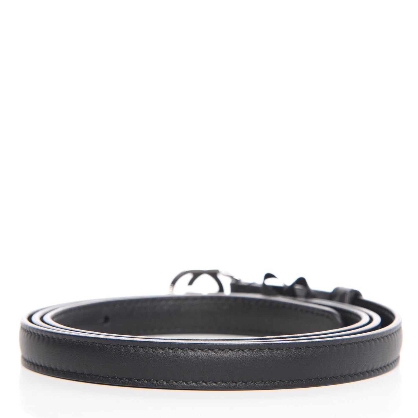 Moon Calfskin Nickel Interlocking G 20mm Belt 105 42 Black