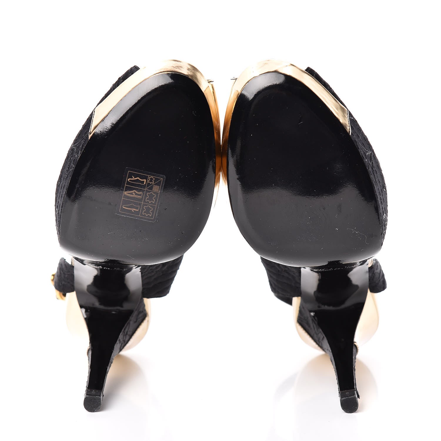 Louis Vuitton Satin Monogram Motard Piccadilly Platform Slingback Pumps 37.5 Black Gold 7 of 9