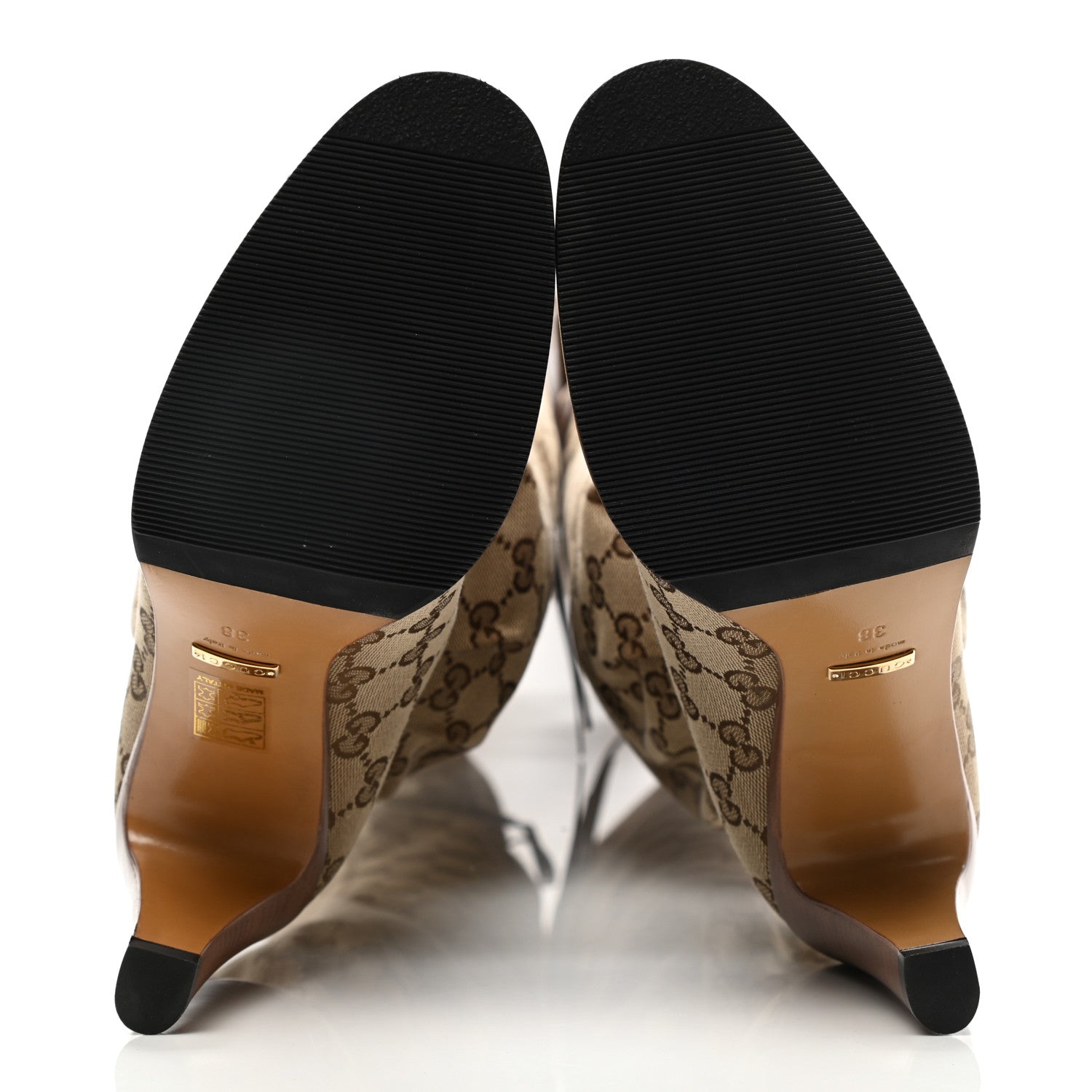 Gucci Monogram Over the Knee Boots 38 Beige Ebony 5 of 9