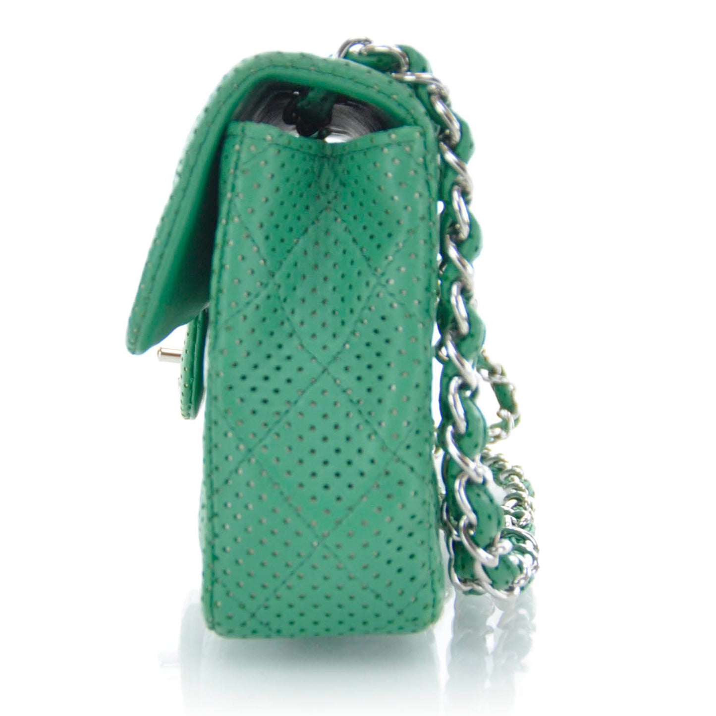 Calfskin Perforated East West Flap Green