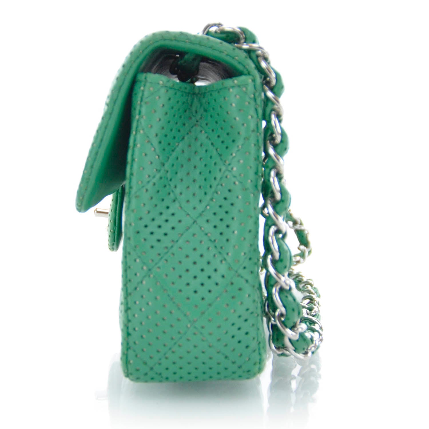 Chanel Calfskin Perforated East West Flap Green 4 of 11