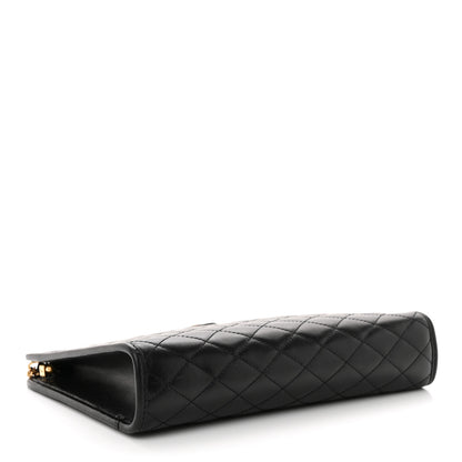 Saint Laurent Lambskin Quilted Monogram Baby Victoire Chain Clutch Bag Black 4 of 11