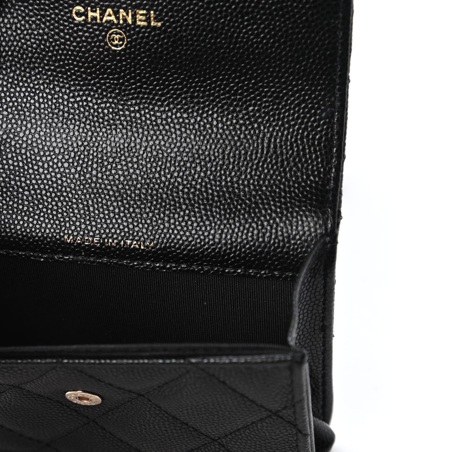 Caviar Quilted Mini Pearl On Top Coin Purse With Chain Black