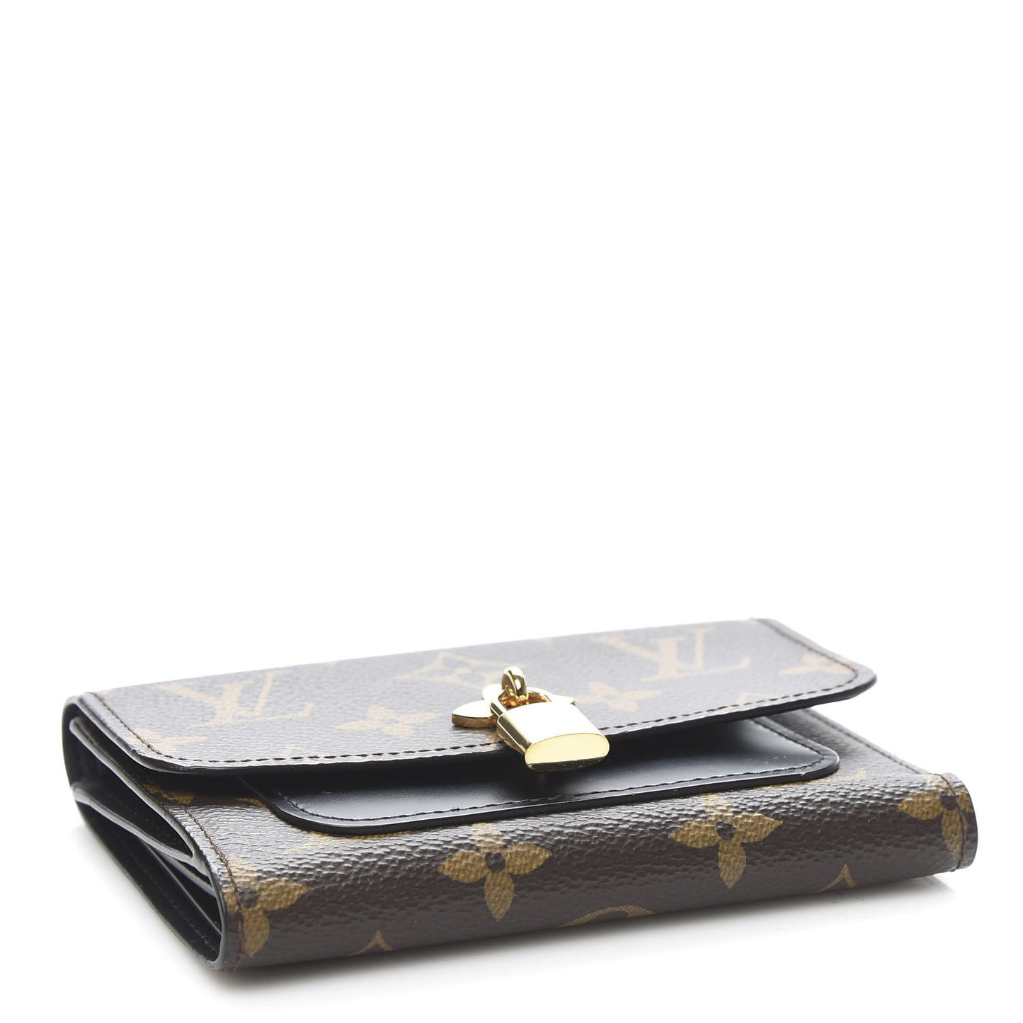Monogram Flower Lock Compact Wallet Black