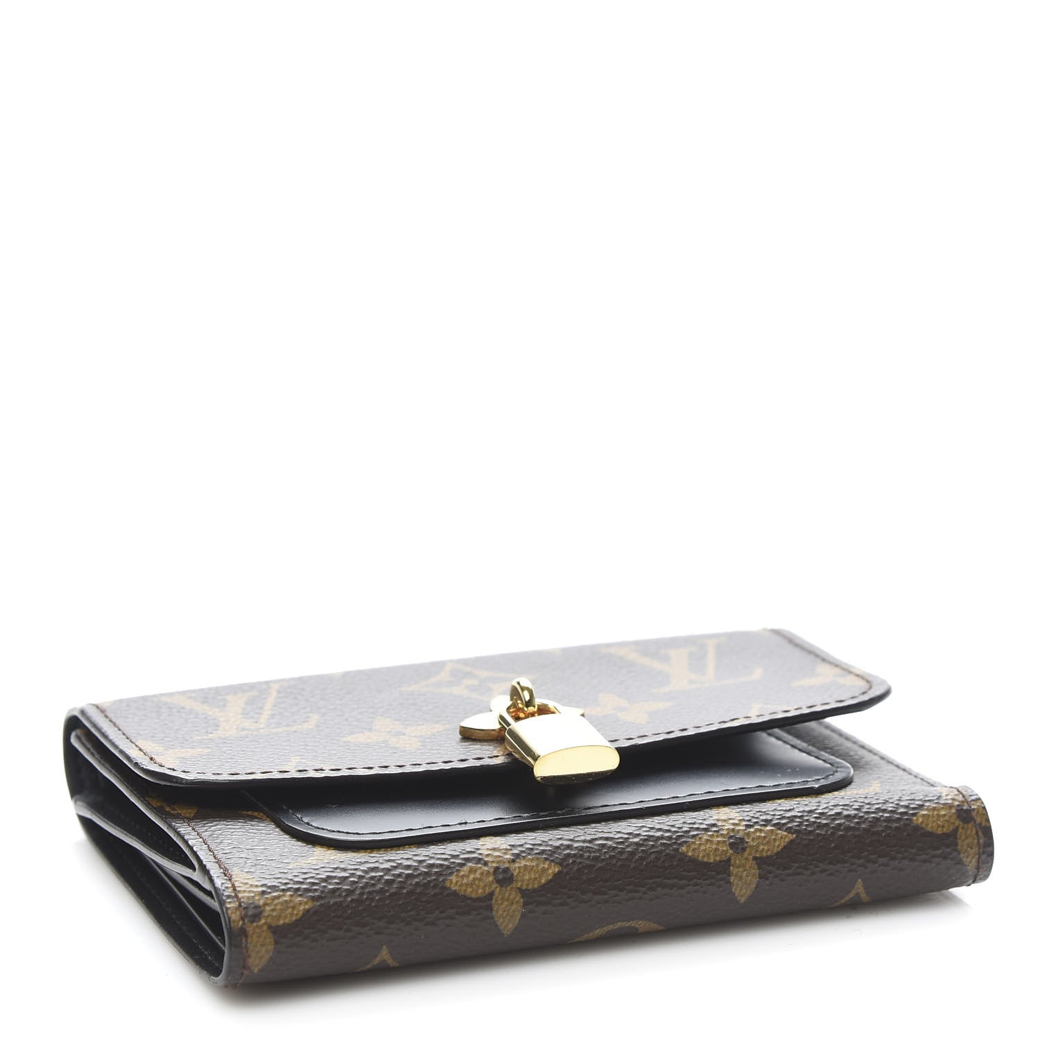 Louis Vuitton Monogram Flower Lock Compact Wallet Black 4 of 7