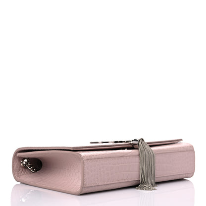 Saint Laurent Calfskin Crocodile Embossed Medium Classic Monogram Kate Tassel Satchel Powder Pink 4 of 13