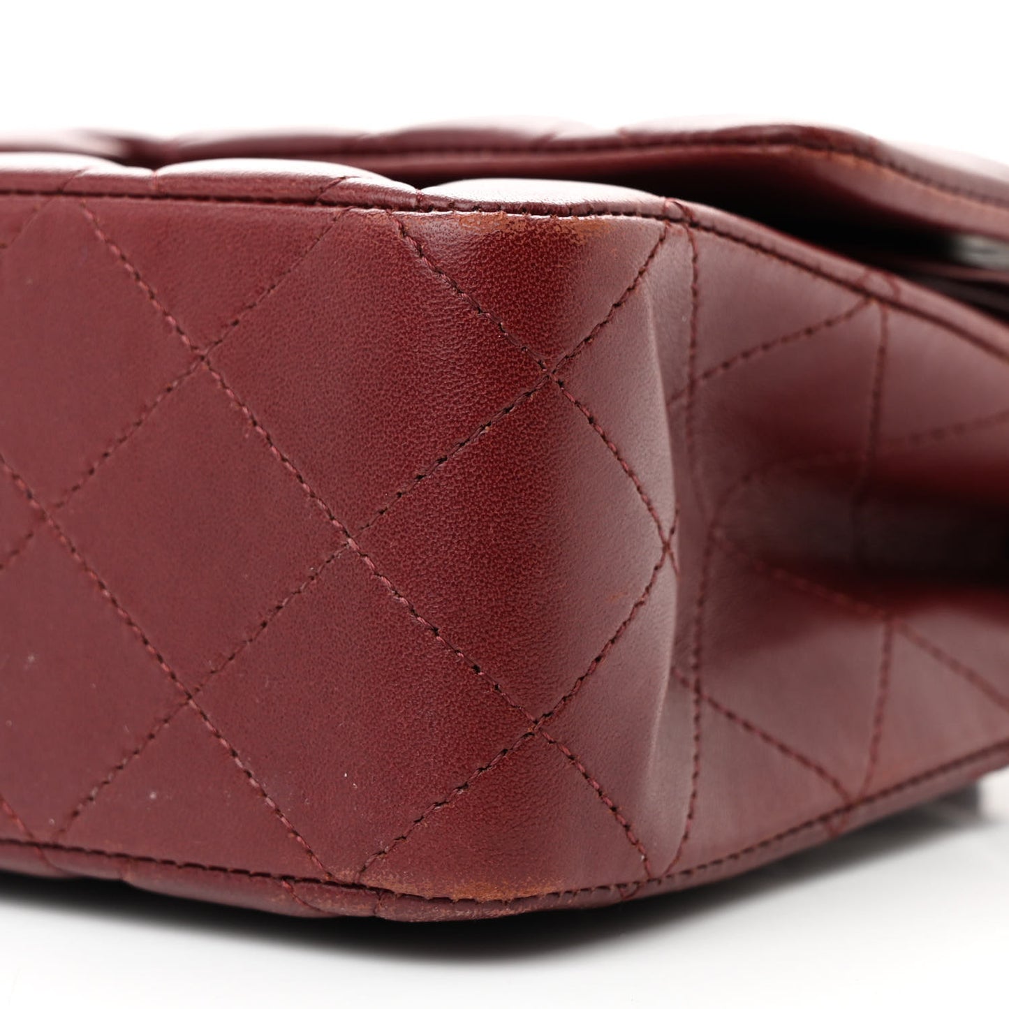 Lambskin Quilted Medium Double Flap Burgundy