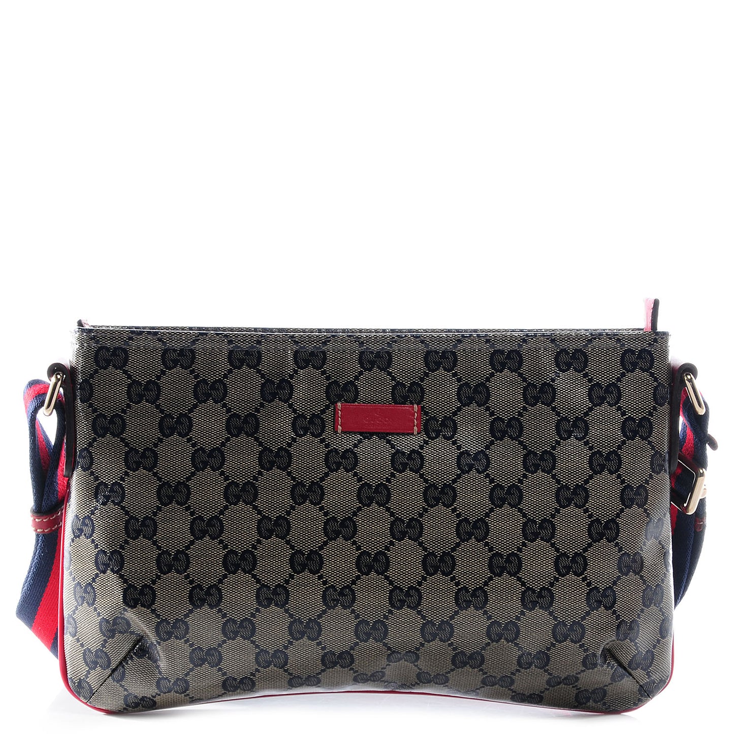 Crystal Monogram Small Flat Messenger Crossbody Navy