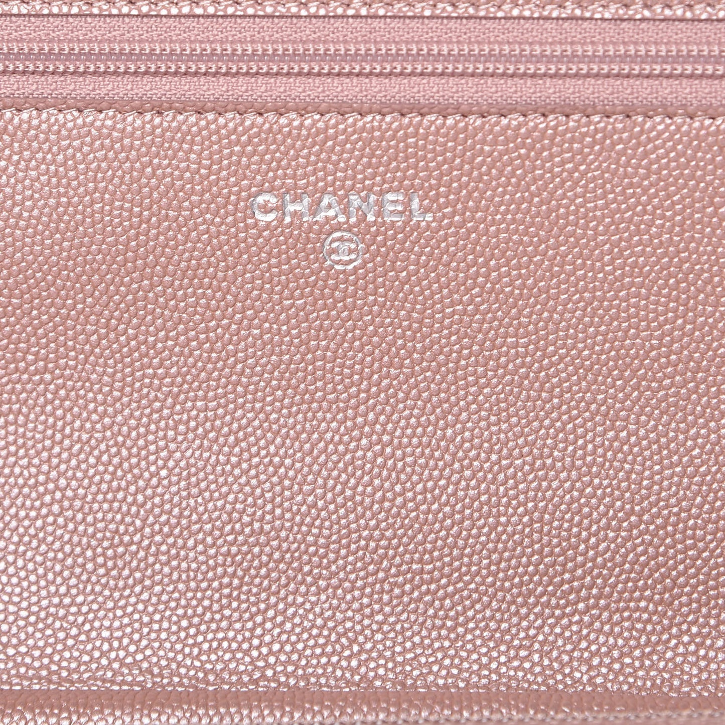 Metallic Caviar Chevron Quilted Vintage Mademoiselle Wallet On Chain WOC Pink