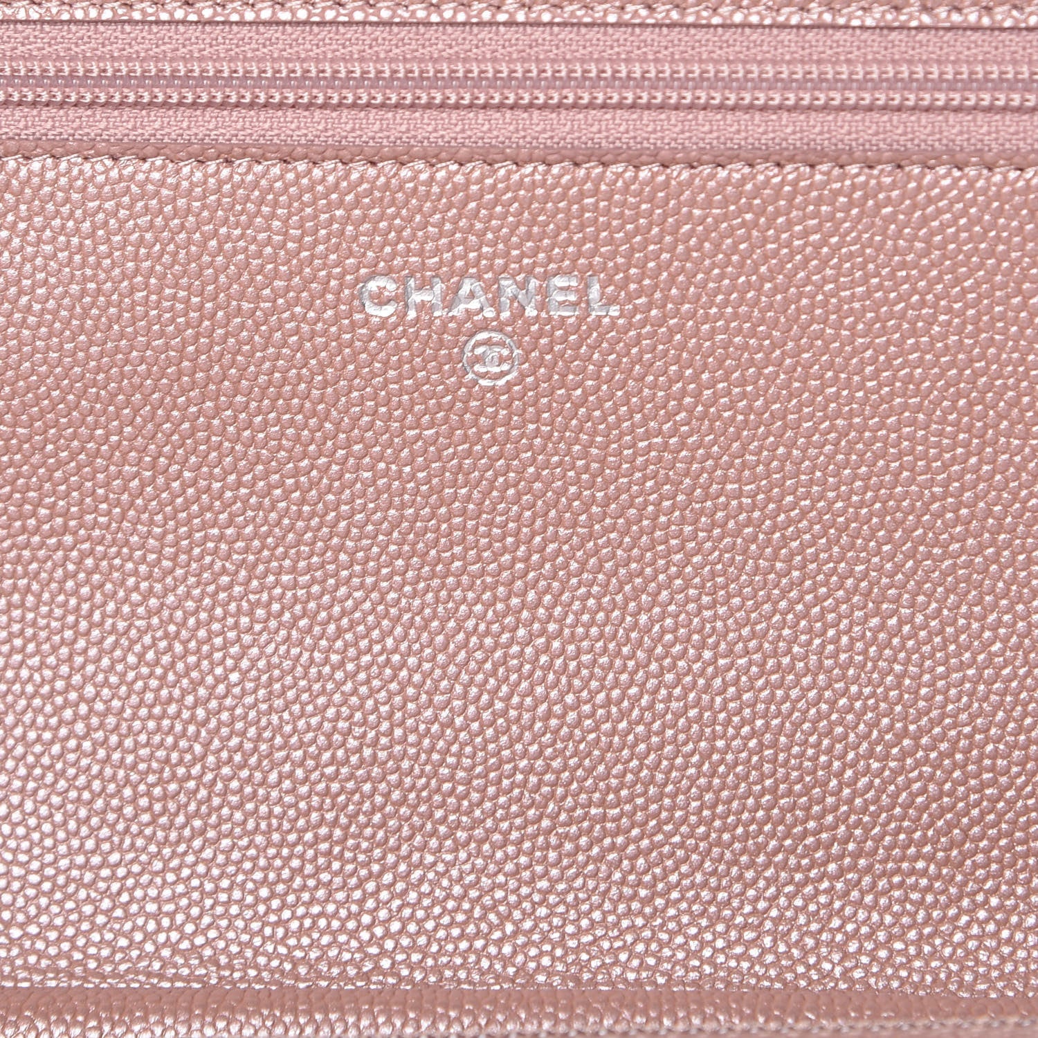 Chanel Metallic Caviar Chevron Quilted Vintage Mademoiselle Wallet On Chain WOC Pink 6 of 11