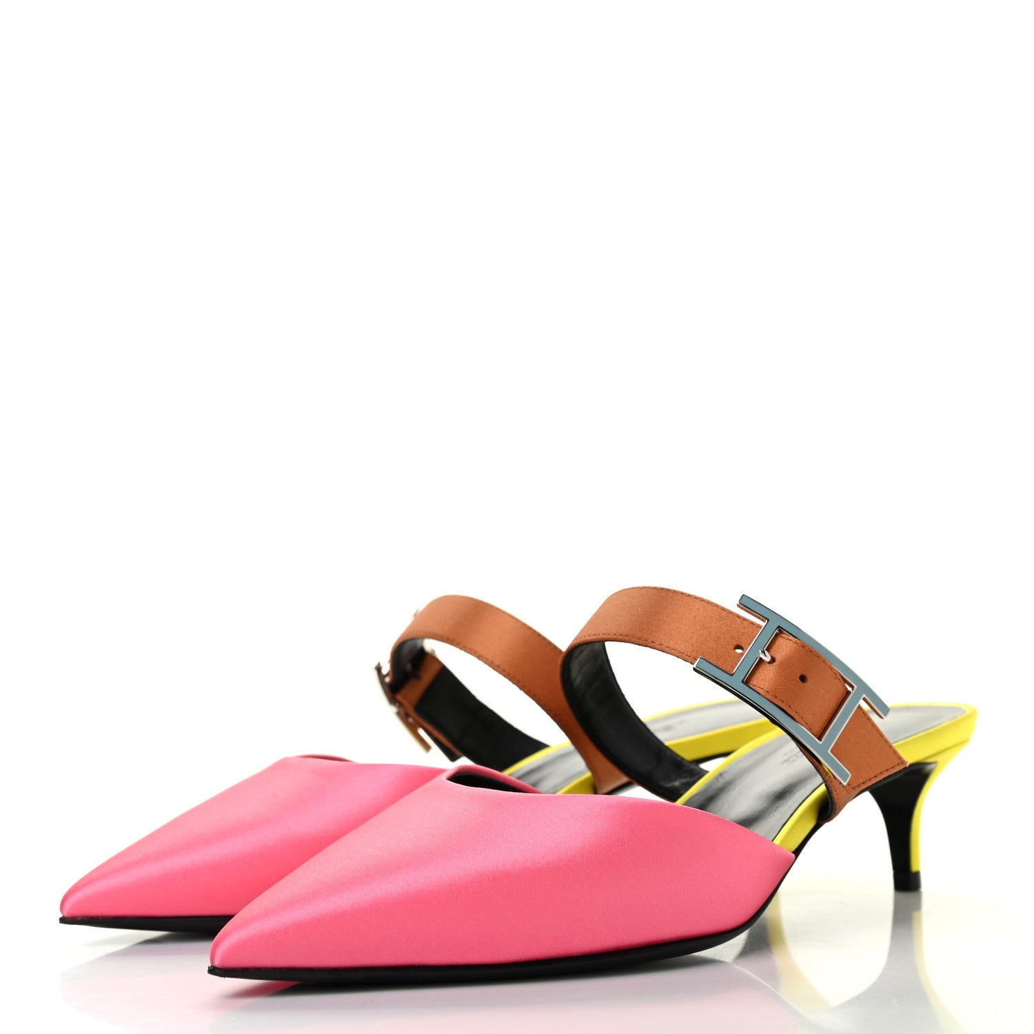 Hermes Satin Blink Mules 37 Multicolor 3 of 9