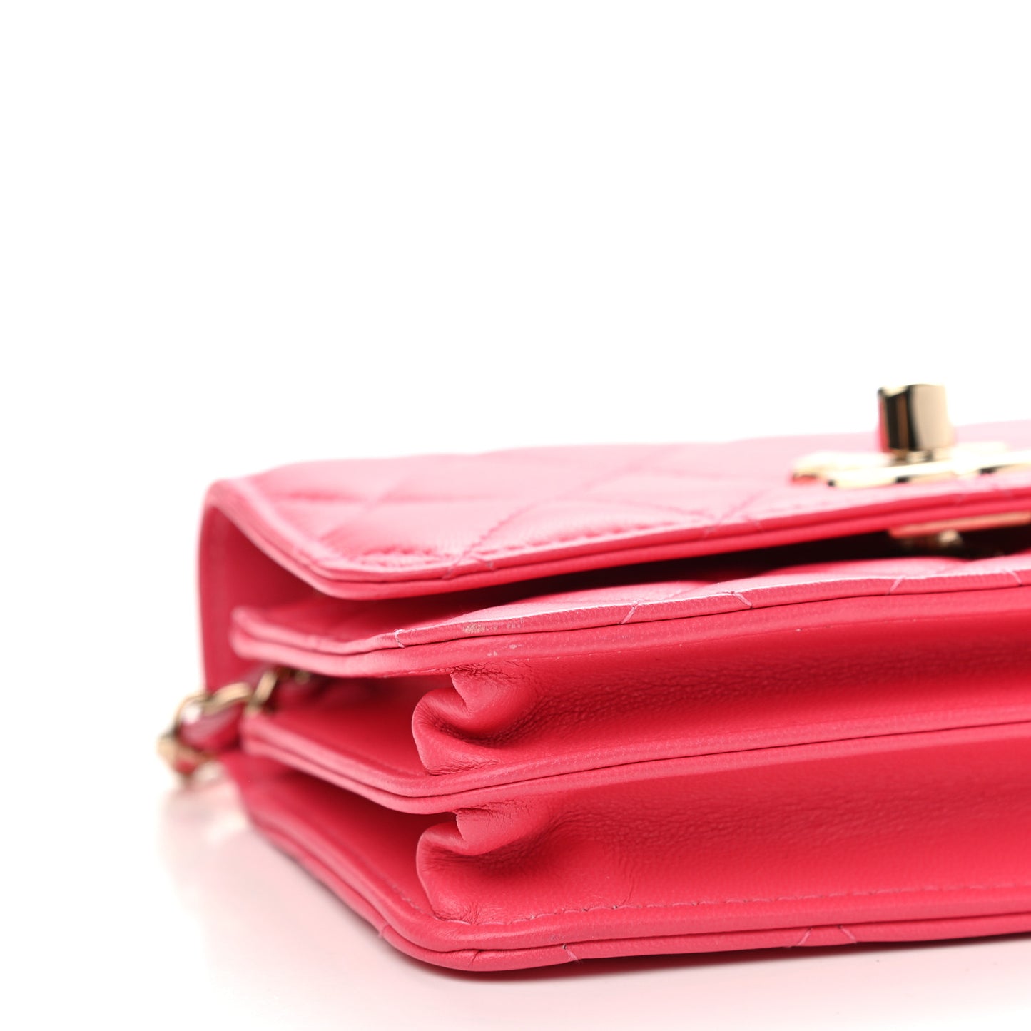 Lambskin Quilted Mini Trendy CC Wallet On Chain WOC Pink