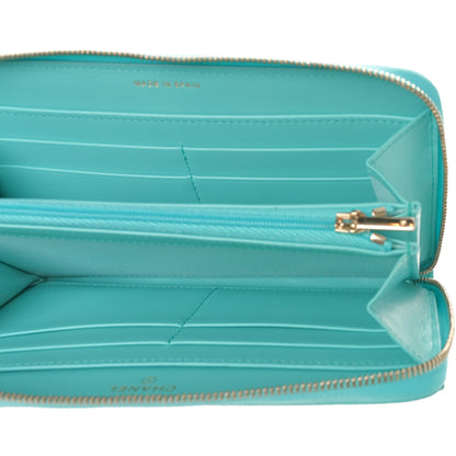 Chanel Caviar Quilted Large Gusset Zip Around Wallet Turquoise 5 of 9