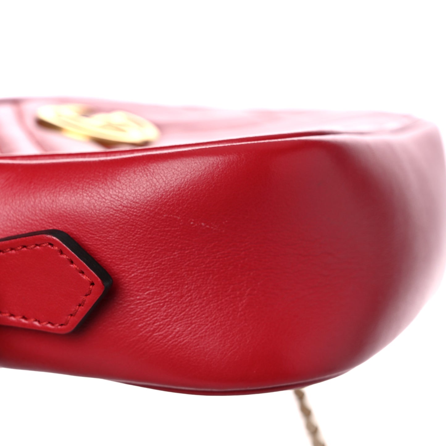 Calfskin Matelasse Mini GG Marmont Chain Shoulder Bag Hibiscus Red