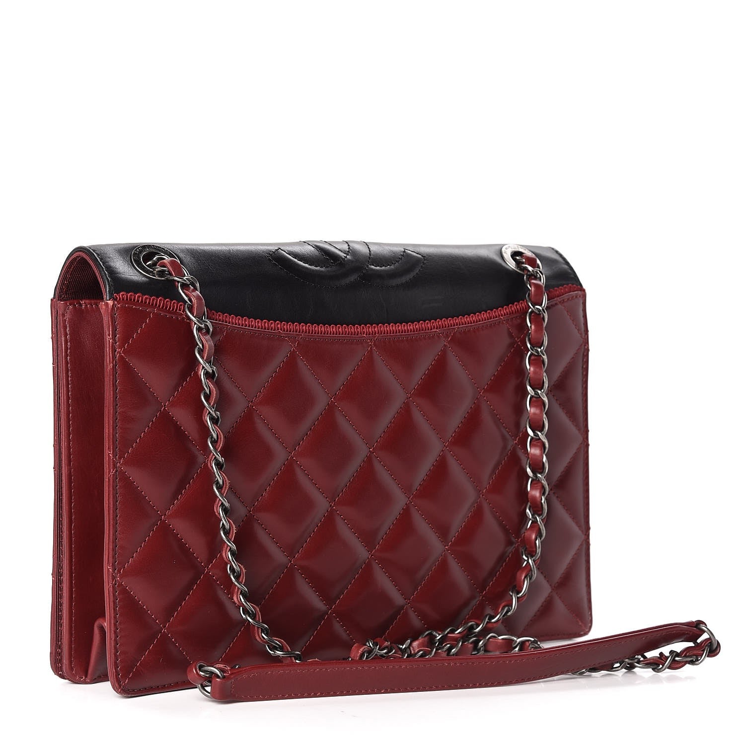 Chanel Calfskin Quilted Ballerine Flap Black Dark Red 3 of 13
