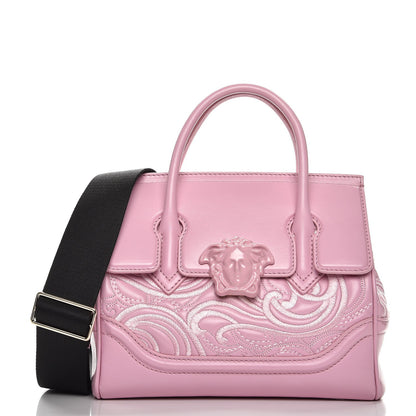Versace Calfskin Embroidered Medium Baroque Palazzo Empire Bag Pink 4 of 9