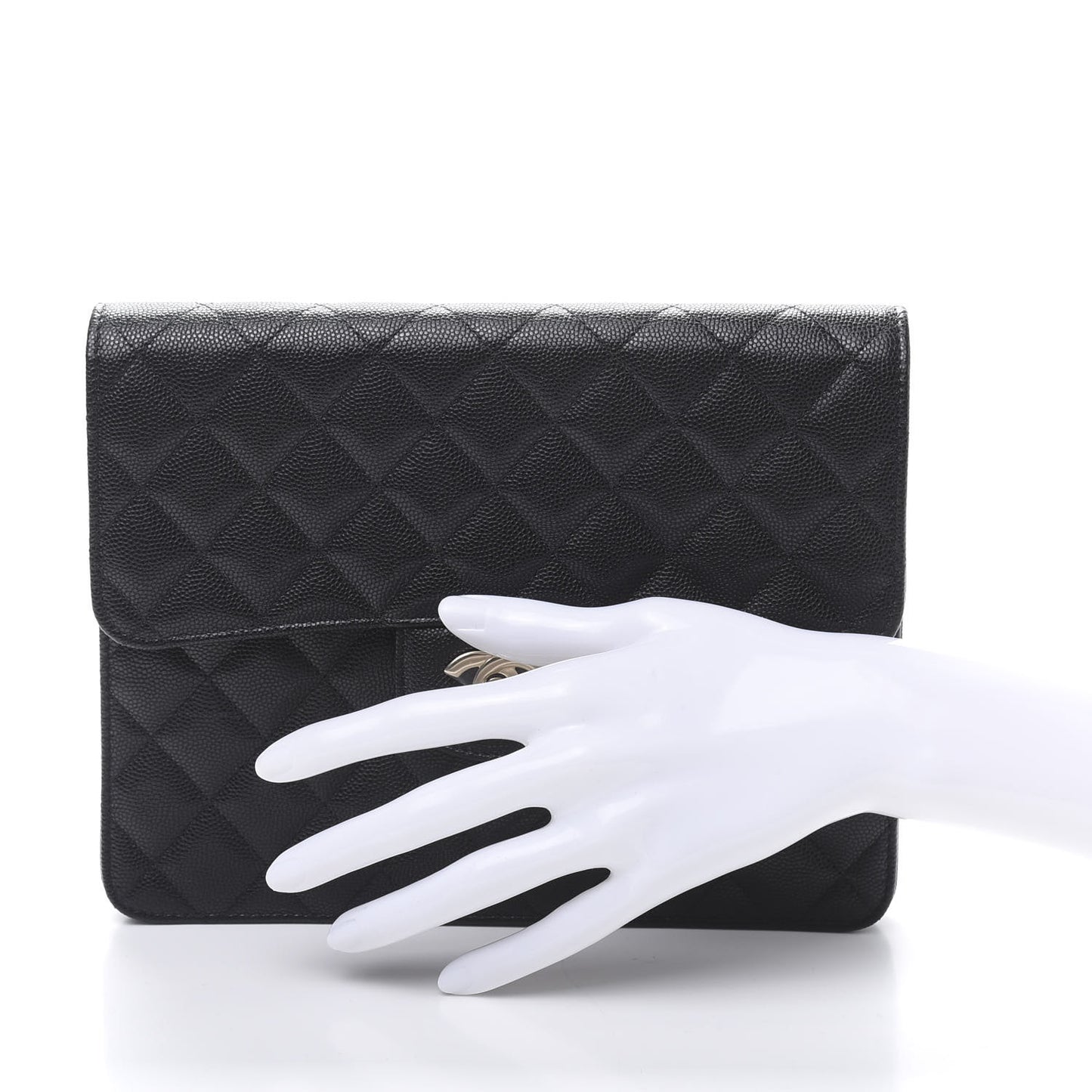 Caviar Quilted Square Flap Clutch Black