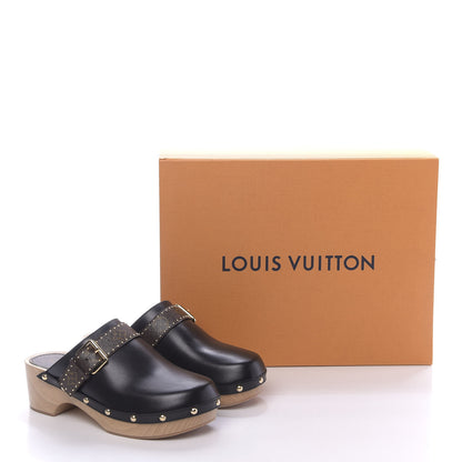Louis Vuitton Calfskin Patent Monogram Cottage Clog Mules 38.5 Black 11 of 11