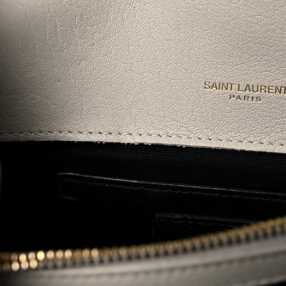 Saint Laurent Sheepskin Matelasse Chevron Monogram Medium College Bag Crema Soft 12 of 22