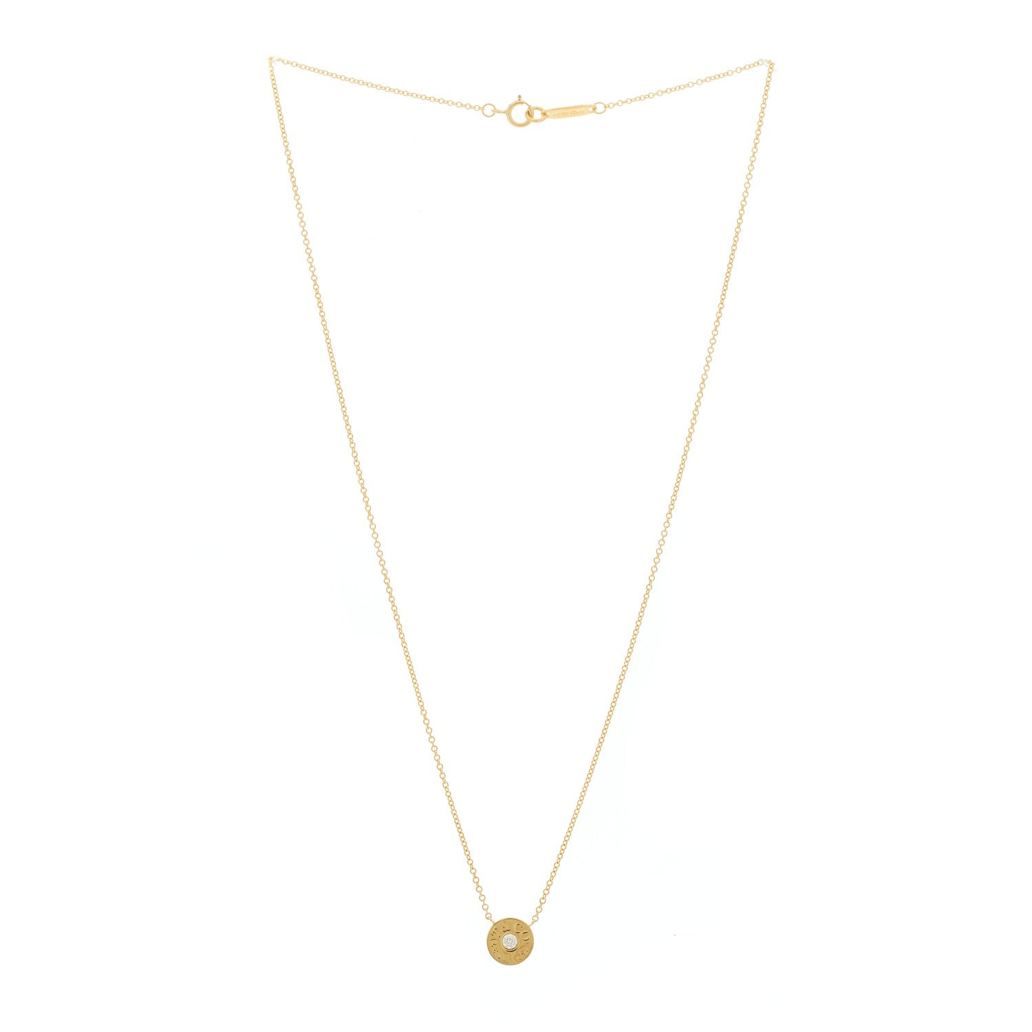 Tiffany 18K Yellow Gold Diamond 1837 Circle Pendant Necklace 3 of 7