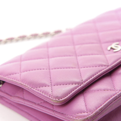 Chanel Lambskin Quilted Wallet On Chain WOC Purple 9 of 16