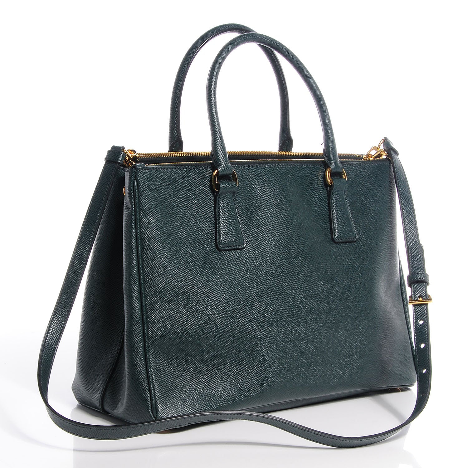Prada Saffiano Lux Double Zip Medium Tote Smeraldo 3 of 9