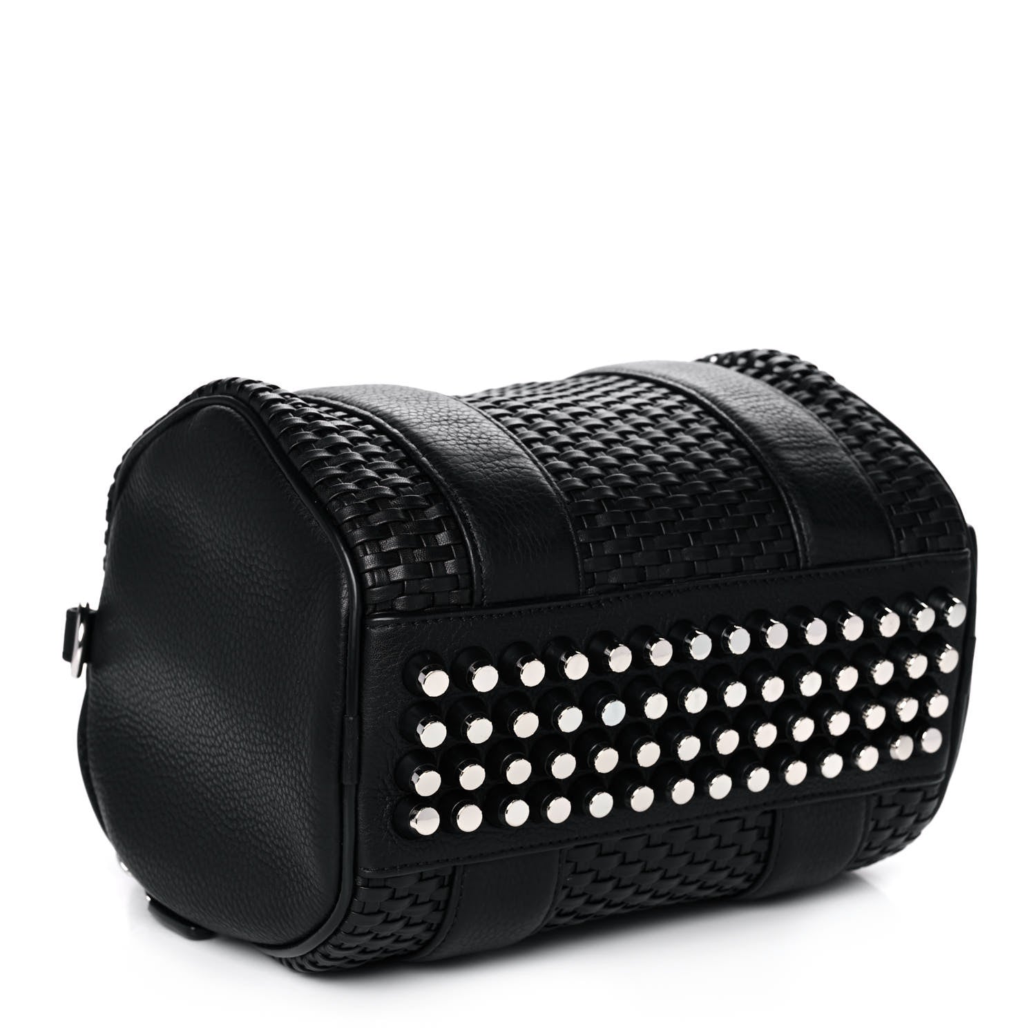 Alexander Wang Pebbled Lambskin Woven Rocco Black Silver Hardware 3 of 9