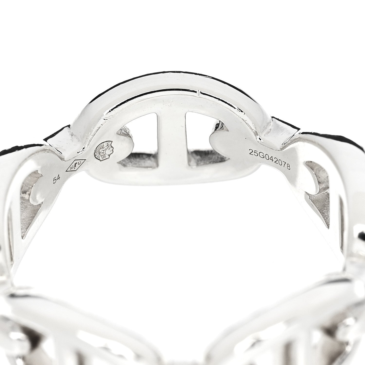 Hermes Sterling Silver PM Chaine d'Ancre Enchainee Band Ring 54 6.75 5 of 7