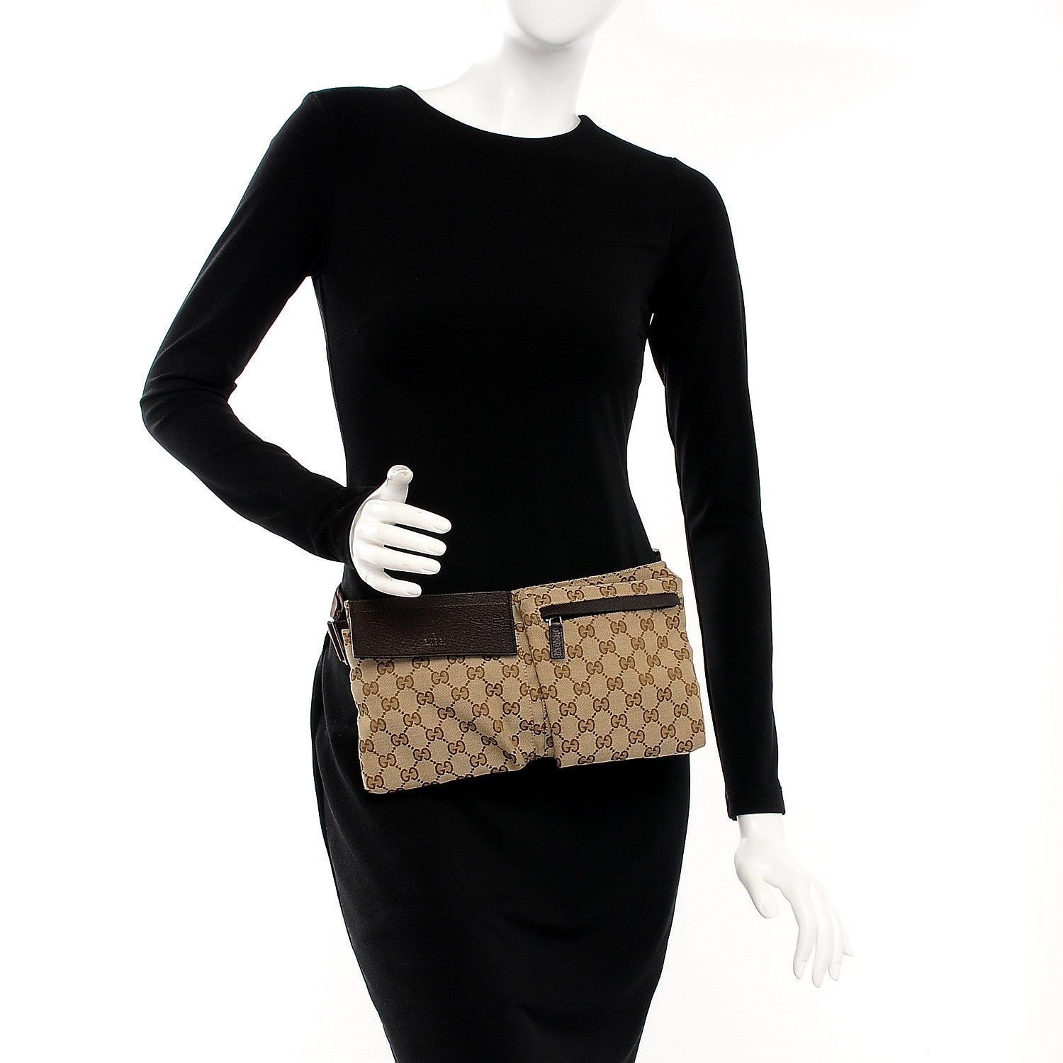 Gucci GG Monogram Double Pocket Belt Bag Dark Brown 2 of 7