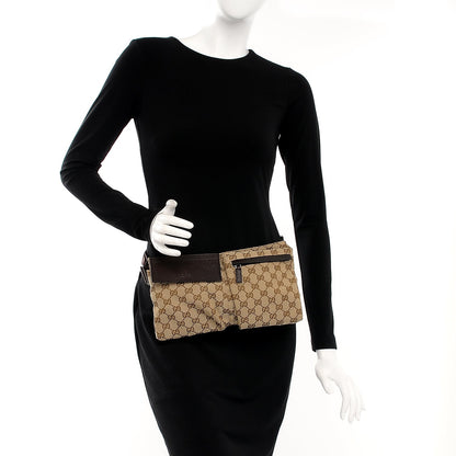Gucci GG Monogram Double Pocket Belt Bag Dark Brown 2 of 7