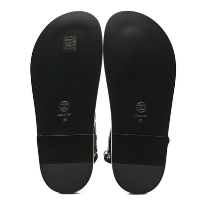 Chanel Grained Calfskin Velcro Dad Sandals 38 Black 6 of 10