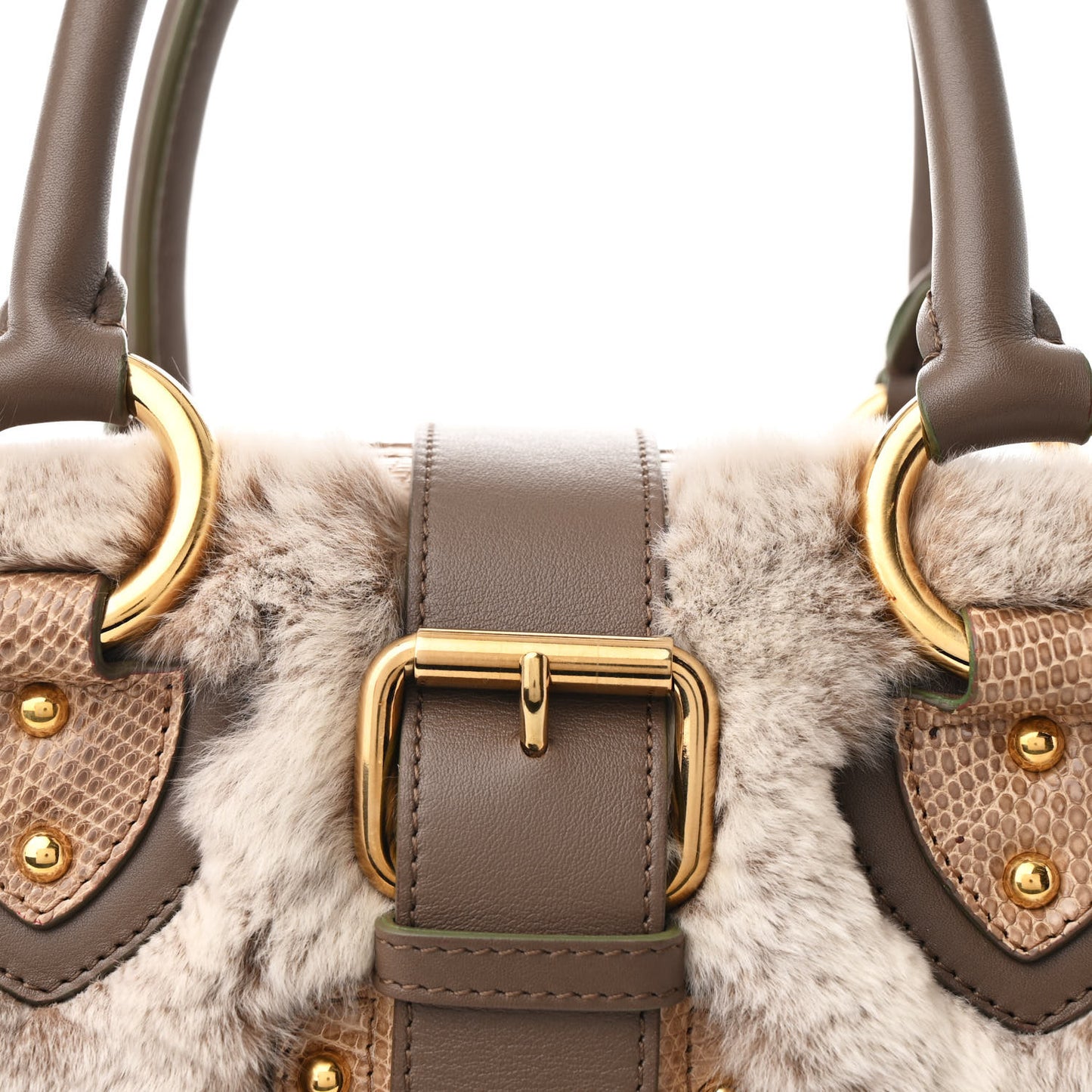 Chinchilla Fur Lizard Venetia Satchel Streak