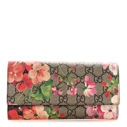 Gucci GG Supreme Monogram Blooms Continental Wallet Beige Multicolor Dry Rose 1 of 13