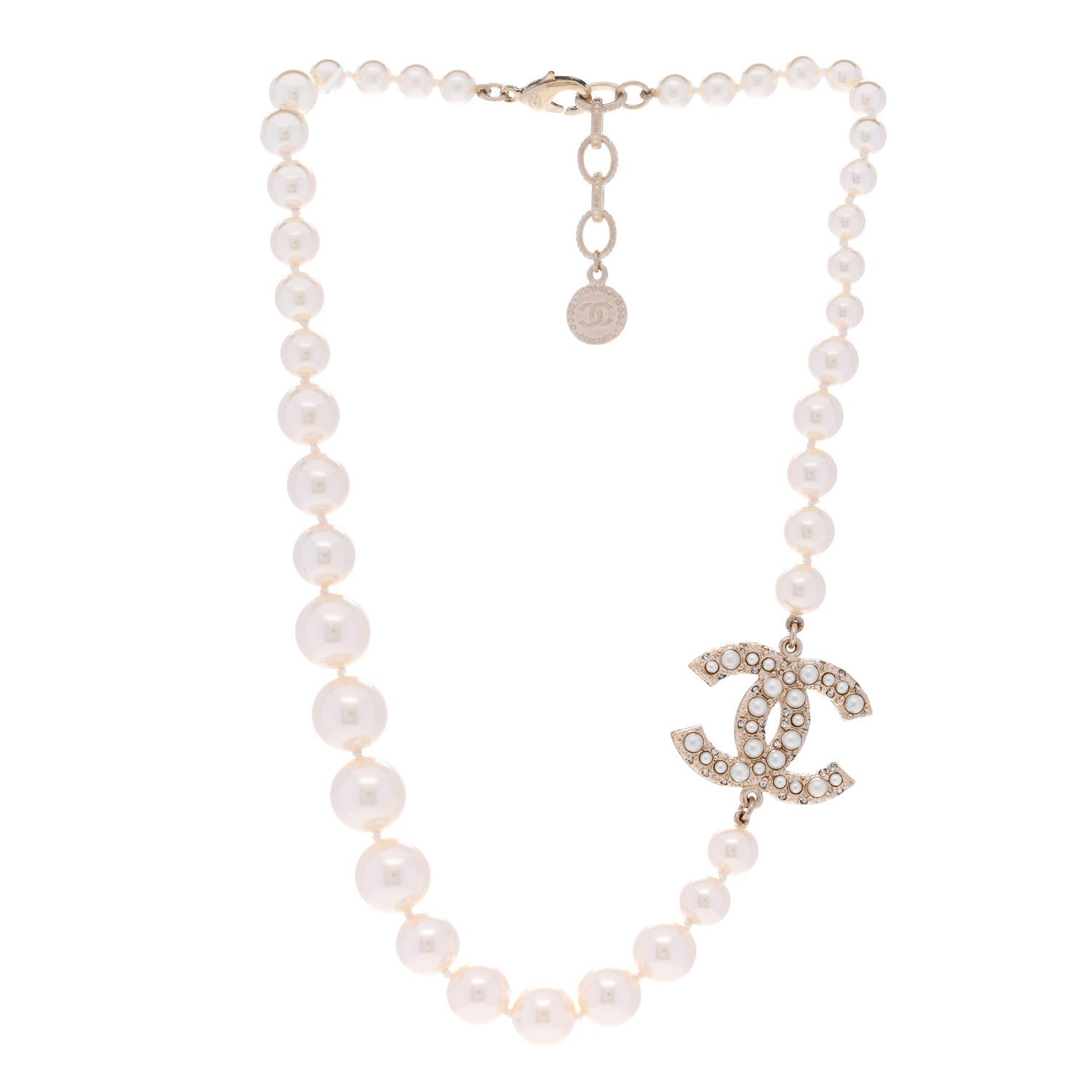 Chanel Pearl CC 100th Anniversary Necklace Light Gold 3 of 6
