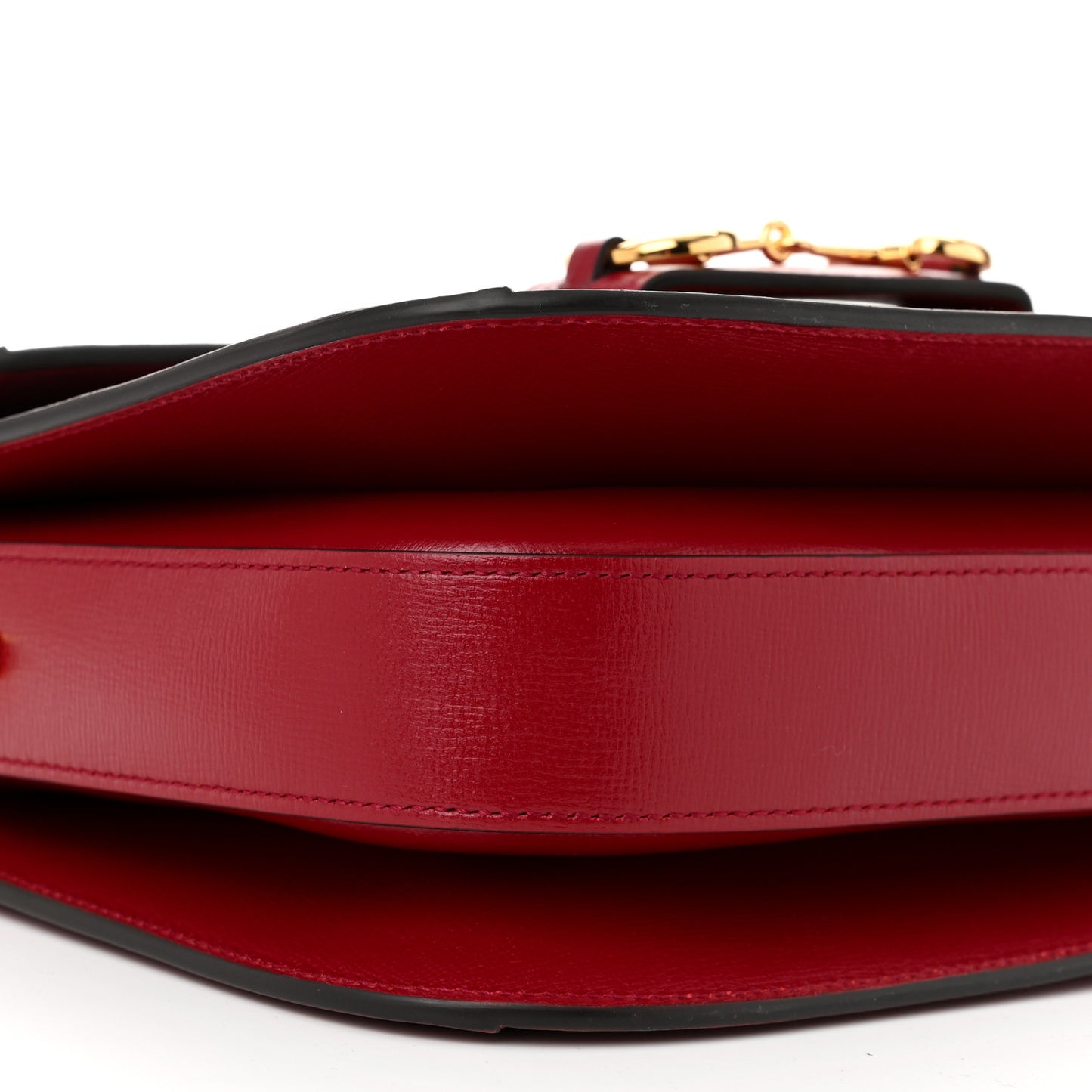 GG Supreme Monogram Azalea Calfskin Horsebit 1955 Shoulder Bag Beige Ebony New Cherry Red