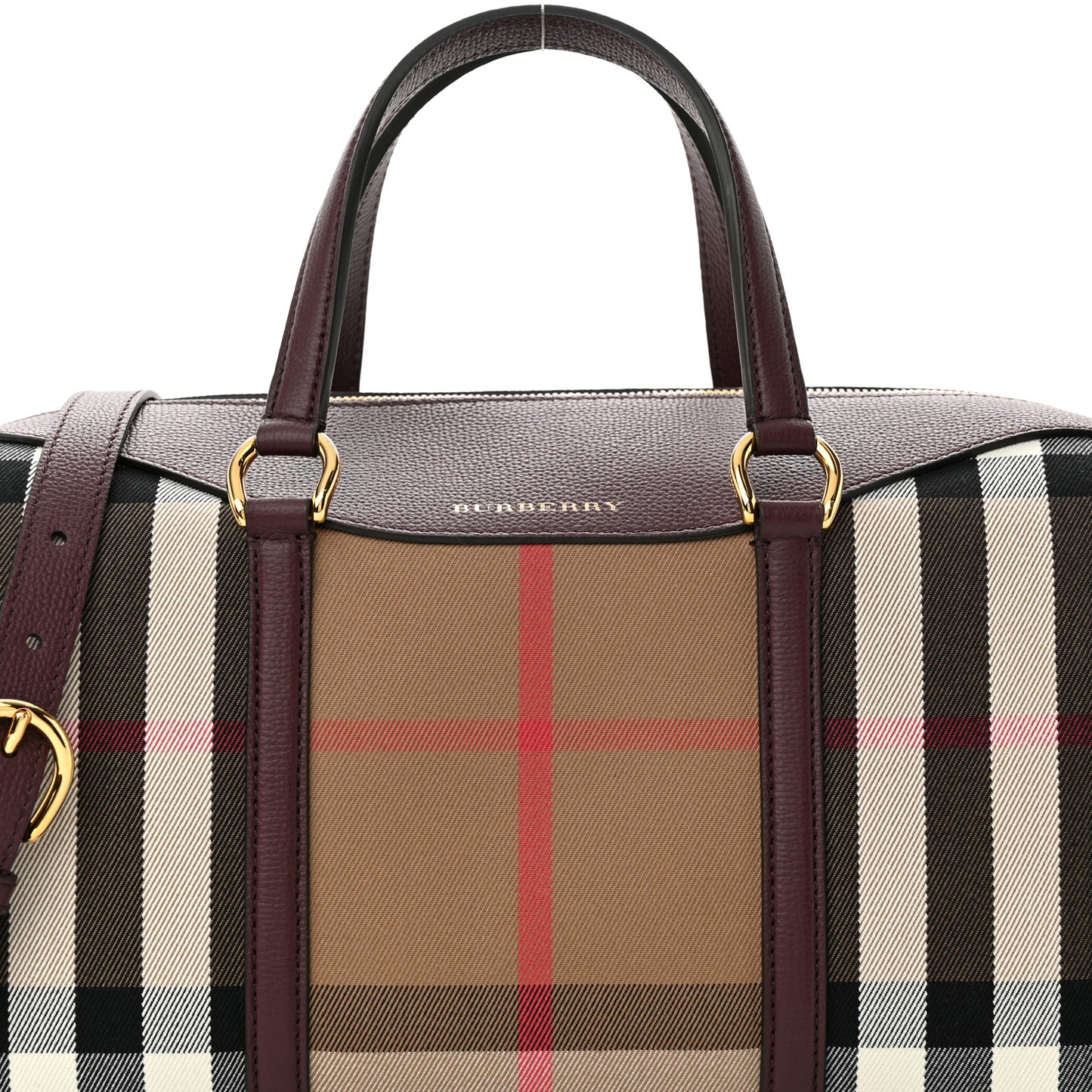 House Check Derby Calfskin Medium Alchester Bowling Bag Mahogany Red