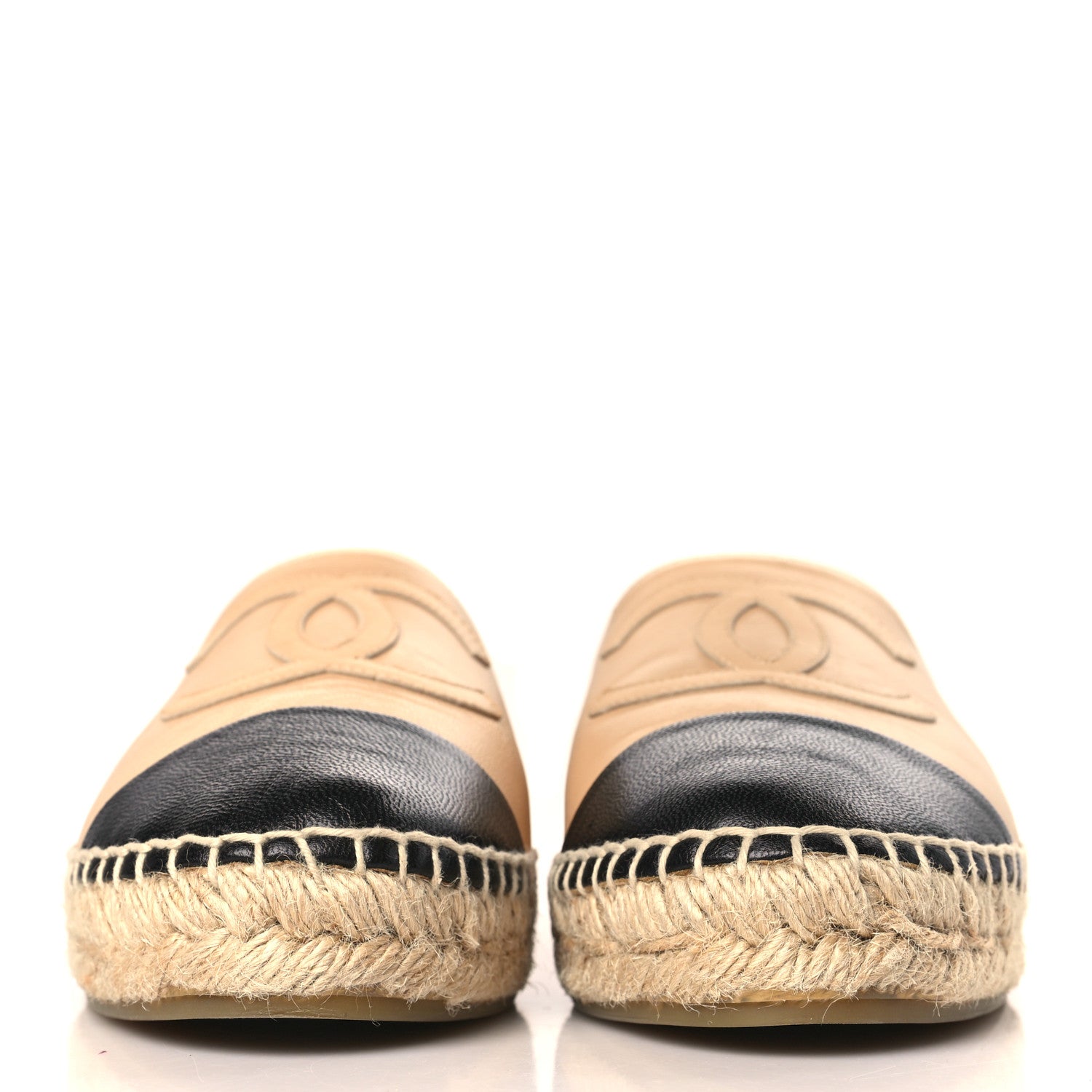 Chanel Lambskin CC Espadrilles 39 Beige Black 2 of 9