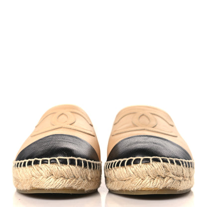 Chanel Lambskin CC Espadrilles 39 Beige Black 2 of 9