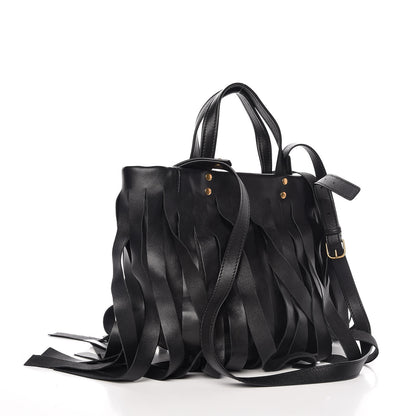 Balenciaga Calfskin XS Fringe Laundry Cabas Black 4 of 7