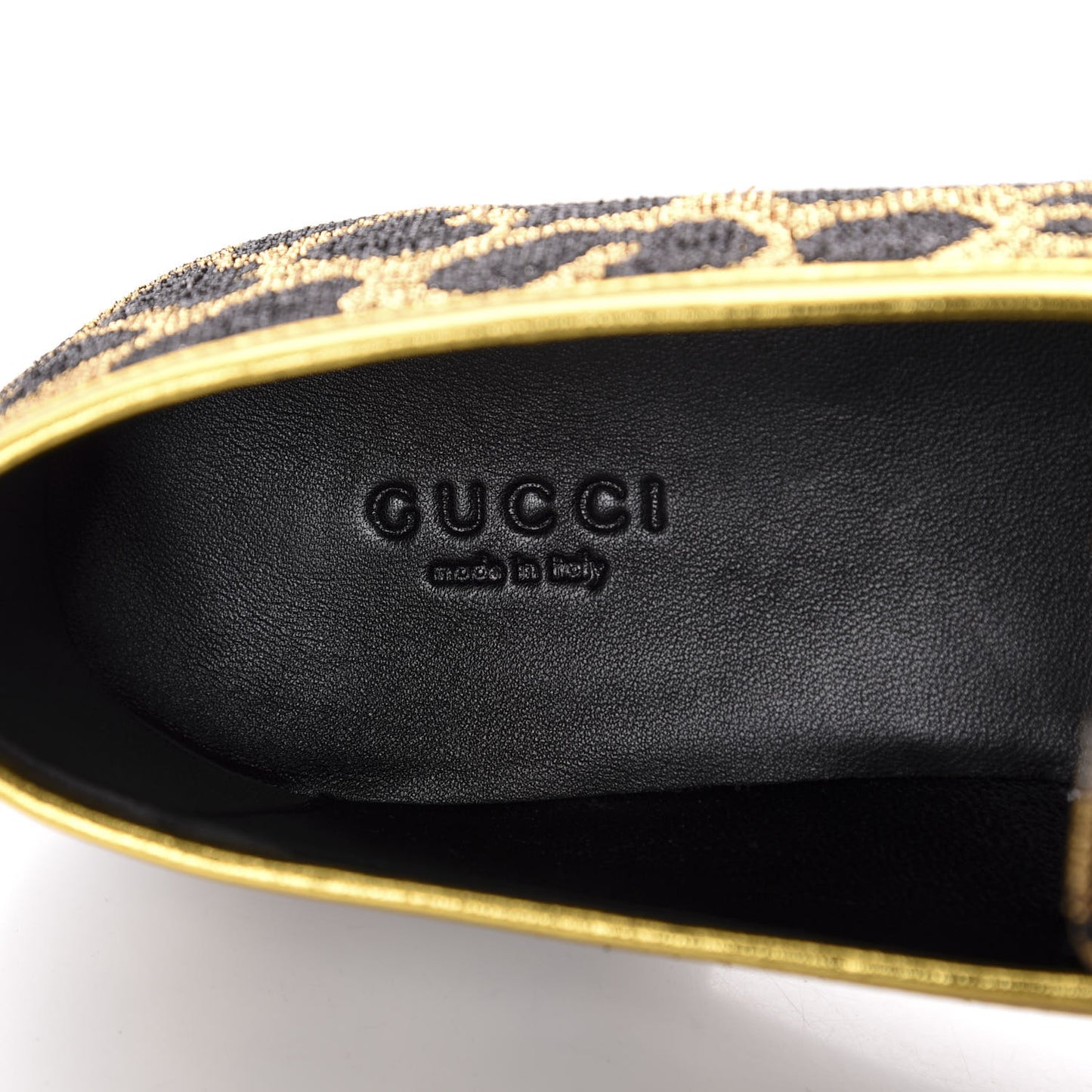 Jacquard Leopard Print Horsebit Womens Jordaan Loafers 37.5 Gold