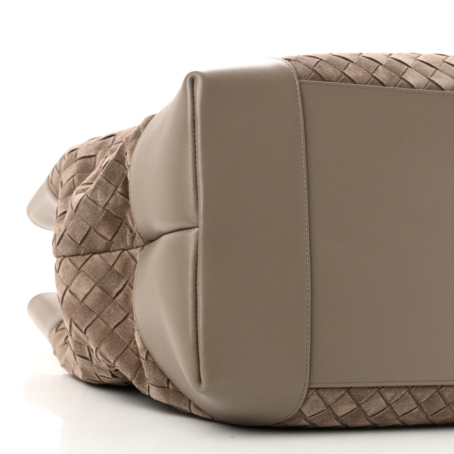 Bottega Veneta Suede Calfskin Intrecciato Andiamo Voyager Limestone 8 of 9