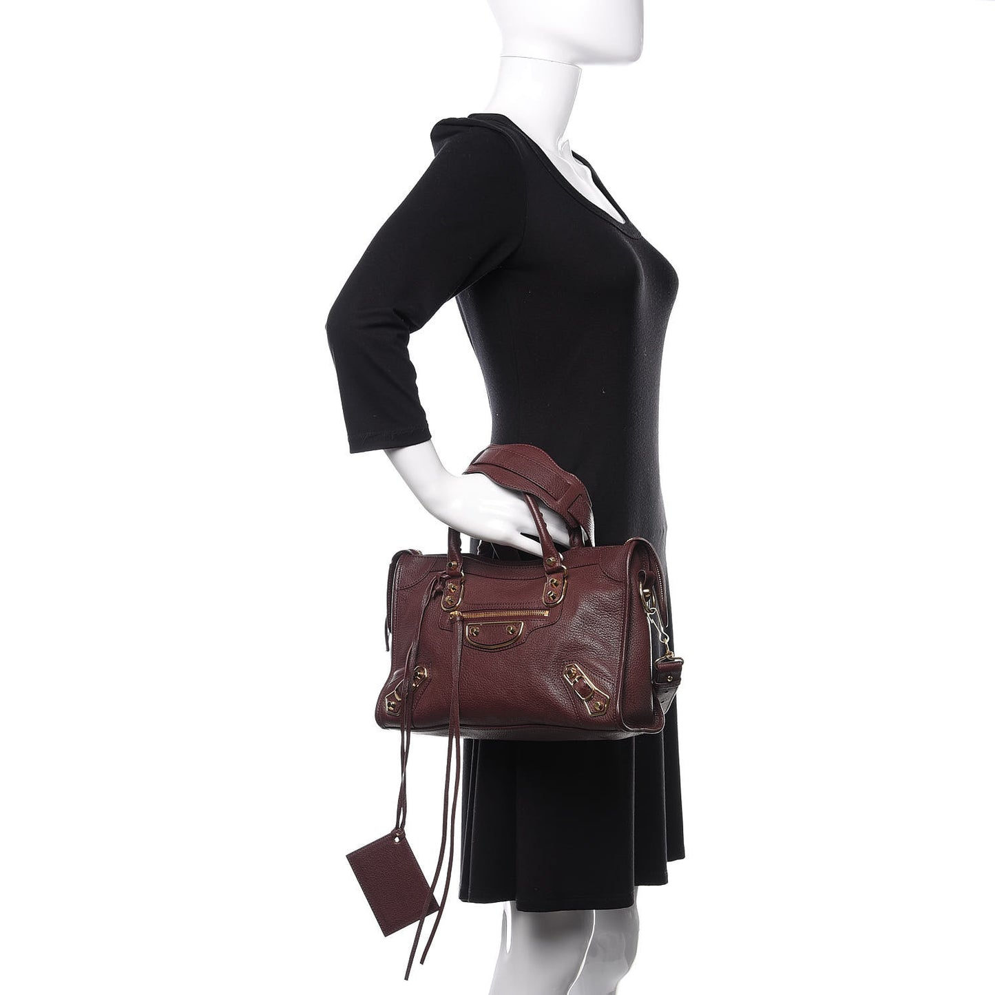 Chevre Gold Metallic Edge Hardware S City Rouge Pourpre