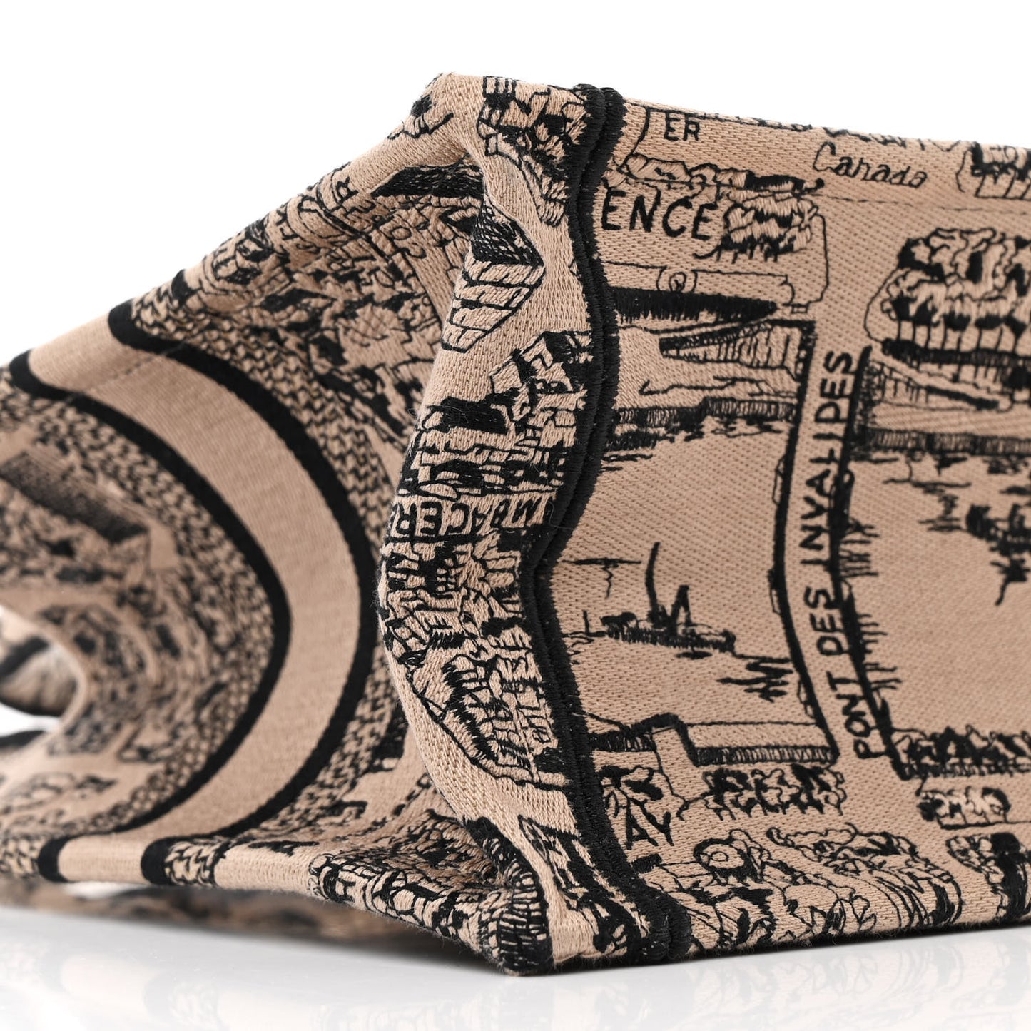 Canvas Embroidered Small Plan De Paris Book Tote Beige Multi