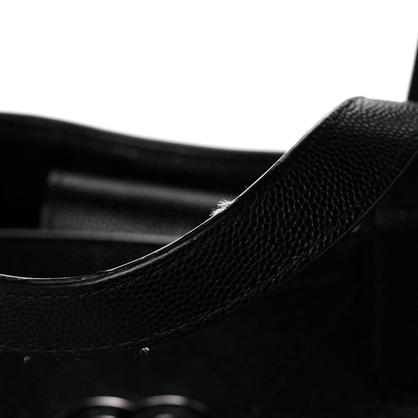 Caviar Stitched Large Shopping Tote Black